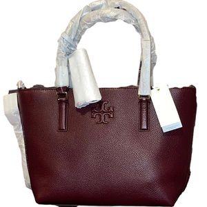 🌻TORY BURCH THEA 🌻 SMALL LEATHER IMPERIAL GARNET